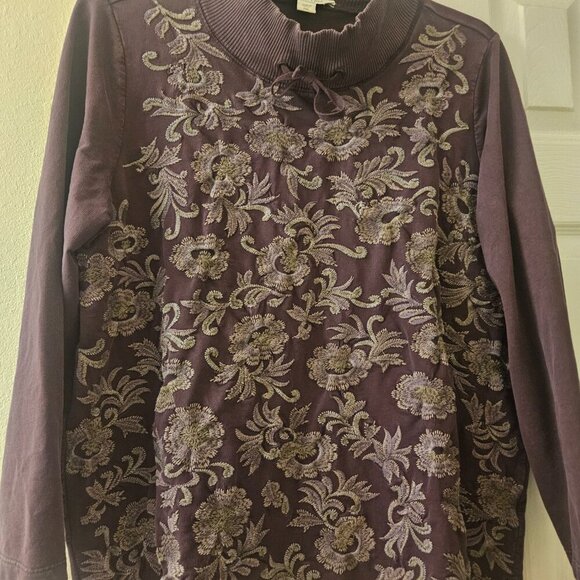 Coldwater Creek wine boho Hippie embroidery tunic shirt XLP - Picture 9 of 10